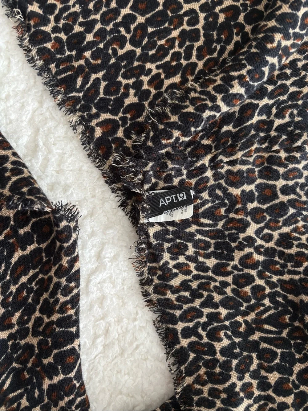 Apt. 9 Leopard Print Infinity Scarf Brown Black 100% Rayon Animal Print Fringe
